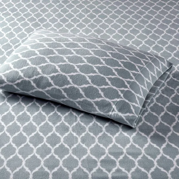 True North Ogee Micro Fleece 4 Piece Sheet Set - Gray, Twin