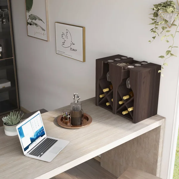 Furniture of America Aniya Rustic Wine Rack - Reclaimed Oak