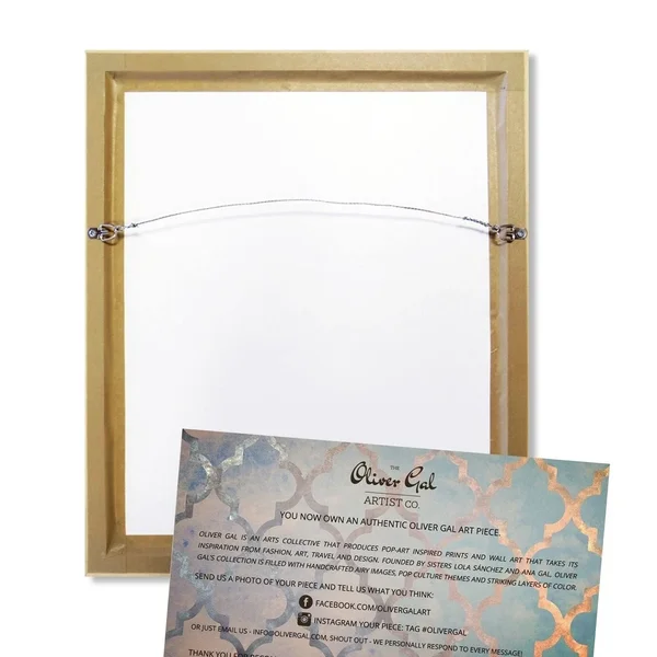 Oliver Gal Abstract Wall Art Framed Canvas Prints &Dreaming About You Geode& Crystals - Blue, Bronze (24 x 16 - White)