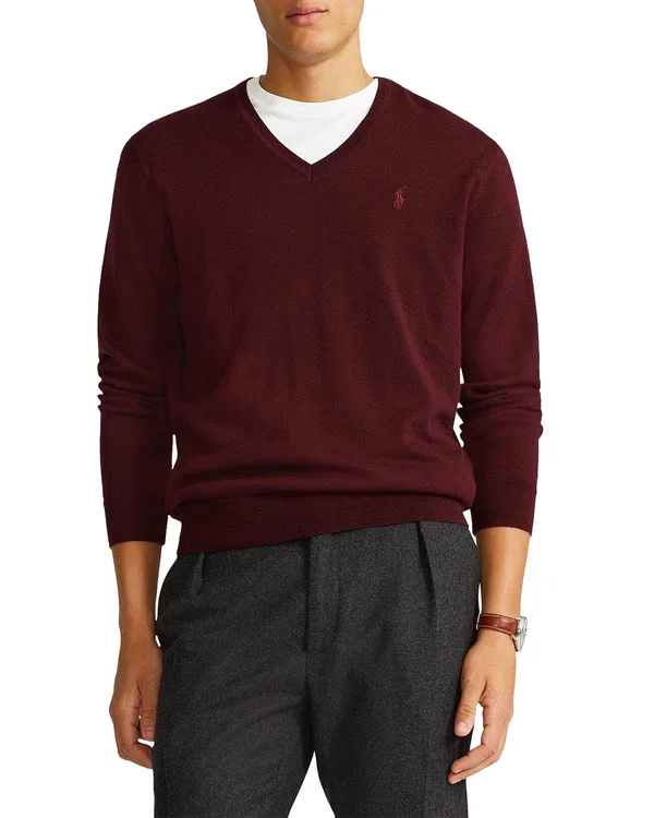Polo Ralph Lauren Men's Washable Merino Wool Sweater - Fresco Blue Heather