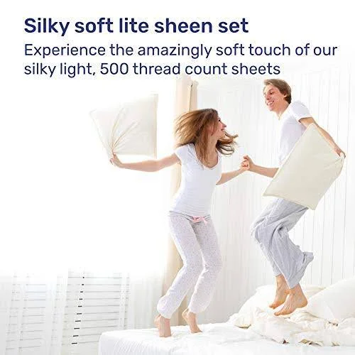California Design den Cloud-Weight Silky Soft 500 Sateen, 100% Cotton Sheets Set, Cooling & Deep Pocket Fresh Navy Blue Sp