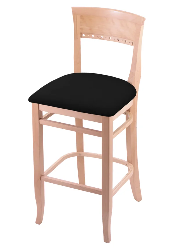 Holland Bar Stool 3160 30x22 Stool with Natural Finish, Black Vinyl Seat