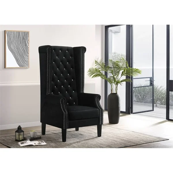 Cosmos Furniture Bollywood Transitional Style Black Accent Chair