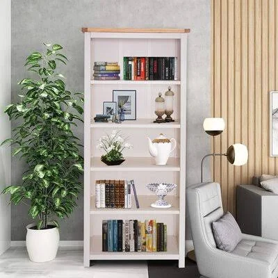 Solid Wood Standard Bookcase Red Barrel Studio Color: Ivory - Size: 69.7x22 H x 35.2x22 W x 13.3x22 D