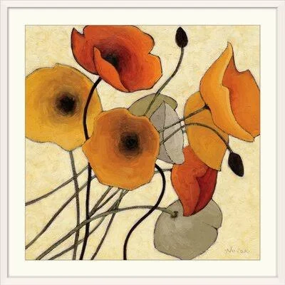 &Pumpkin Poppies II& by Shirley Novak Painting Print Winston Porter Size: 38x22 H x 38x22 W x 1x22 D - Format: White Framed