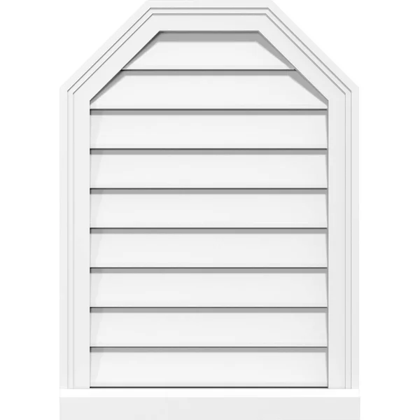 Ekena Millwork GVPOT20X4003SF 20x22W x 40x22H Octagonal Top Surface Mount PVC Gable Vent: Functional, w/ 2x22W x 2x22P Brickmoul