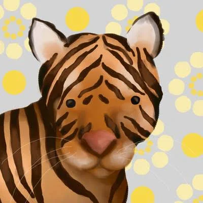 Oopsy Daisy Aaron The Tiger Canvas Art Size: 21x22 H x 21x22 W x 1.5x22 D - Color: Yellow/Grey