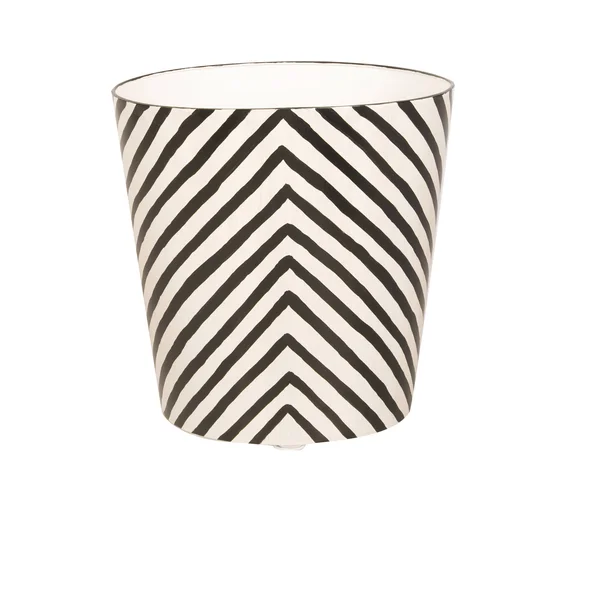 Worlds Away Oval Wastebasket Cream and Black Zebra