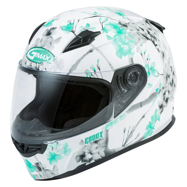 GMAX FF-49 Full-Face Blossom Helmet - Matte White/Teal/Grey - Medium