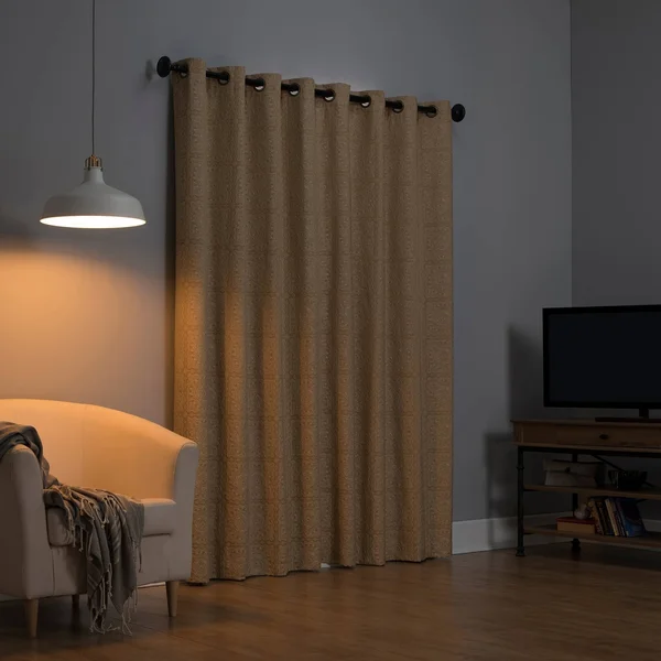 Sun Zero Evie Medallion Jacquard Theater Grade Extreme 100% Blackout Grommet-Top Curtain PANEL - Orange