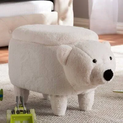 Bernabe Contemporary Wool Upholstered Bear Storage Ottoman Isabelle & Max