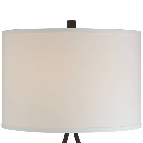 Franklin Iron Works Industrial Farmhouse Table Lamp with Nightlight LED Bronze Brass Seeded Clear Glass Drum Shade for Living Ro