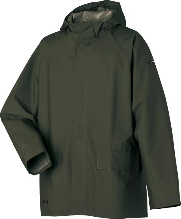 Men's Helly Hansen Mandal PVC Rain Jacket, Xs, Army Green by Gemplers
