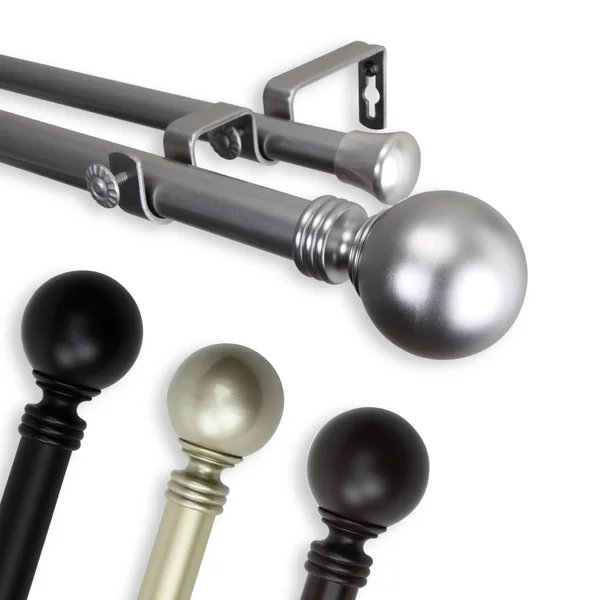 InStyleDesign Sphere 1-Inch Adjustable Double Drapery Rod 160-240 inch - 160 to 240 inch - Brown Finish/Mahogany Finish - Mahoga