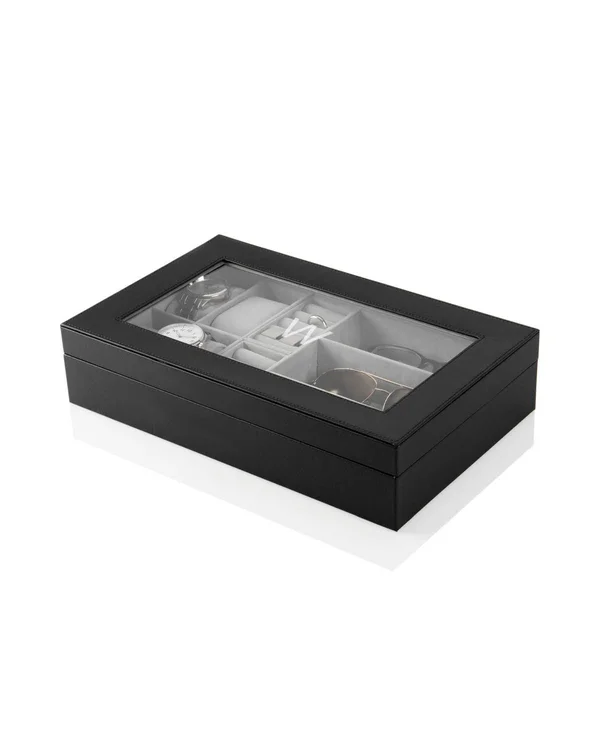 Cathy&s Concepts Personalized Vegan Leather Valet Box - Black