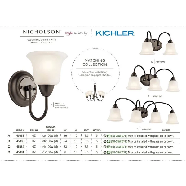 Kichler 45882NI Nicholson Bath 2-Light, Brushed Nickel