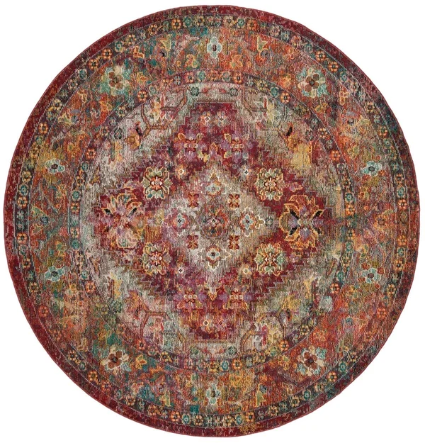Safavieh CRS507B Crystal Light Blue - Fuchsia Area Rug - 7& x 7& Round