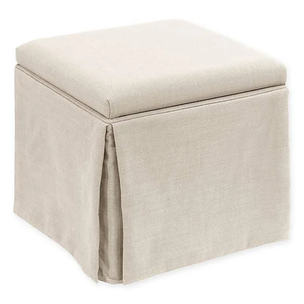 Skyline Furniture Nottingham Storage Ottoman in Talc