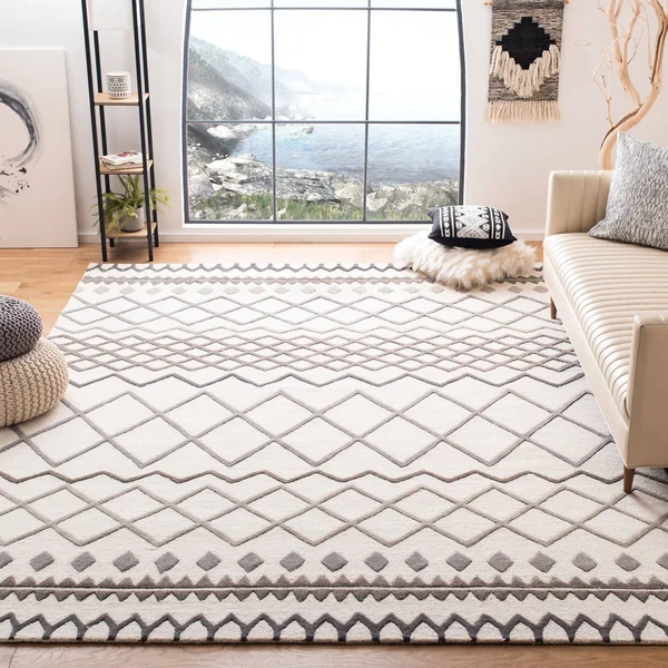 Safavieh Glamour Rug Collection GLM634A - Ivory - Grey - 9& x 12&