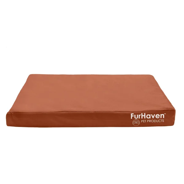 FurHaven Logo Indoor/Outdoor Deluxe Full Support Orthopedic Dog Bed - Jumbo Plus, Chestnut