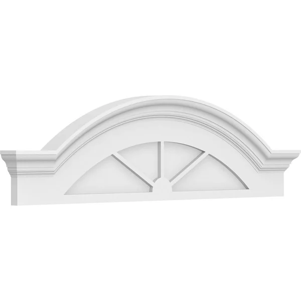 Ekena Millwork PEDPS044X120SGF03 44x22W x 12x22H x 2-1/2x22P Segment Arch w/ Flankers 3 Spoke Architectural Grade PVC Pediment
