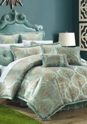 Chic Home Como 13 Piece Comforter Set Jacquard Bed in A Bag Blue King