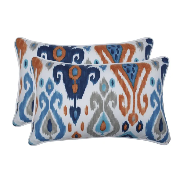 Pillow Perfect Outdoor - Indoor Paso Azure Blue Rectangular Throw Pillow (Set of 2)