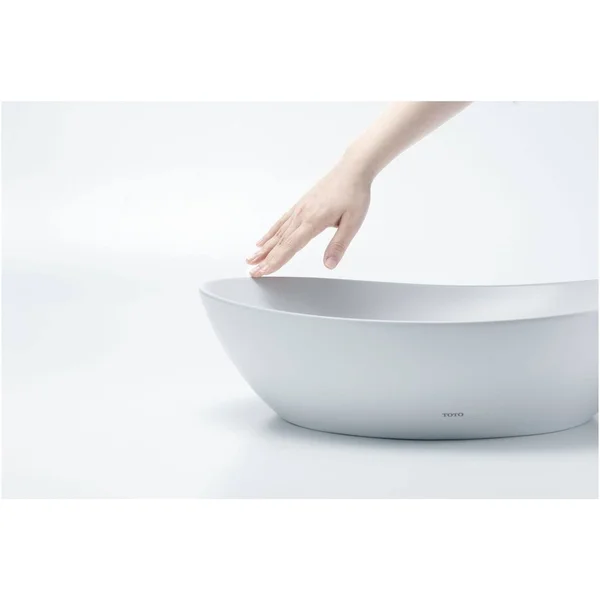 Toto Kiwami Asymmetrical Vessel Bathroom Sink with Cefitontect - Cotton White - Lt477g#01
