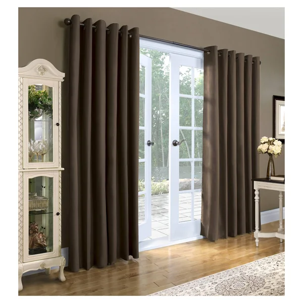 Weathermate Grommet Top Curtain Panel Pair Chocolate 80 x 63x22