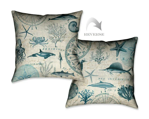Laural Home Ocean Life Throw Pillow, Beige