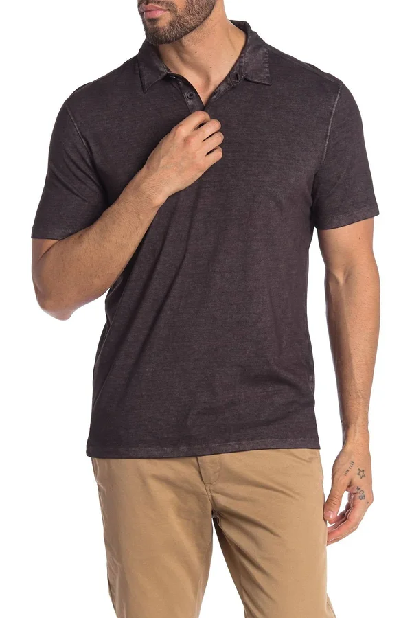 John Varvatos Men's Gunpowder Wash Polo Shirt Black
