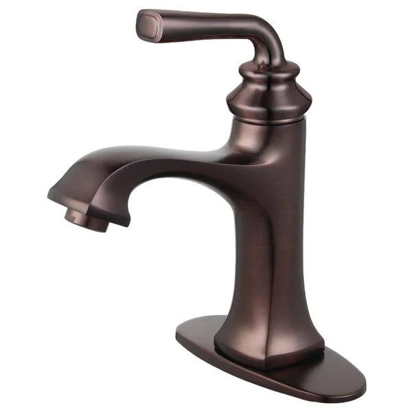 Kingston Brass LS4425RXL Restoration Single-Handle Bathroom Faucet with Push-Up Drain and Deck Plate, Oil Rubbed Bronze