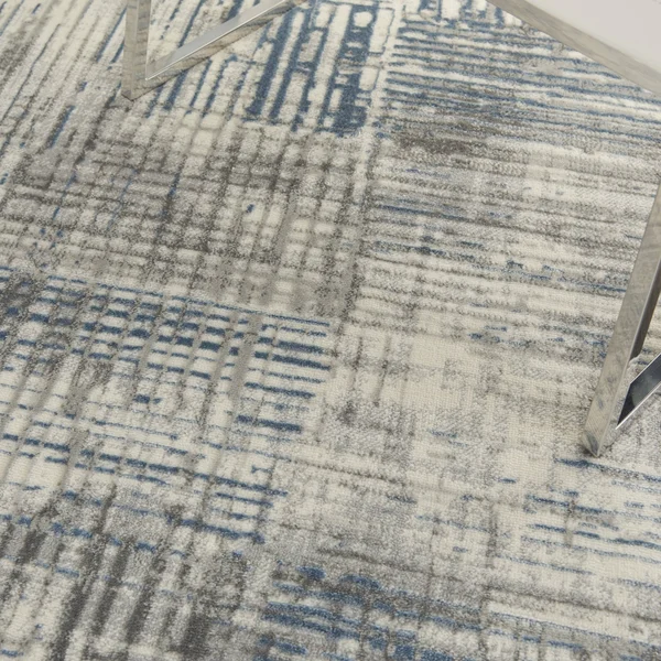 Nourison Solace SLA03 Area Rug, Ivory/Grey/Blue, 5&3x22 x 7&3x22
