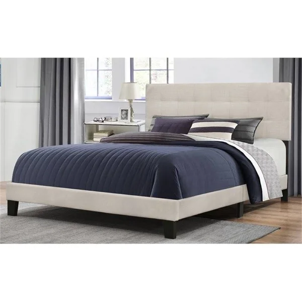 Bowery Hill Upholstered King Panel Bed in Fog, Gray