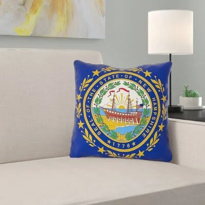 New Hampshire Flag in, Cotton Twill/Throw Pillow-Concealed Zipper-Indoo East Urban Home Size: 16x22 x 16
