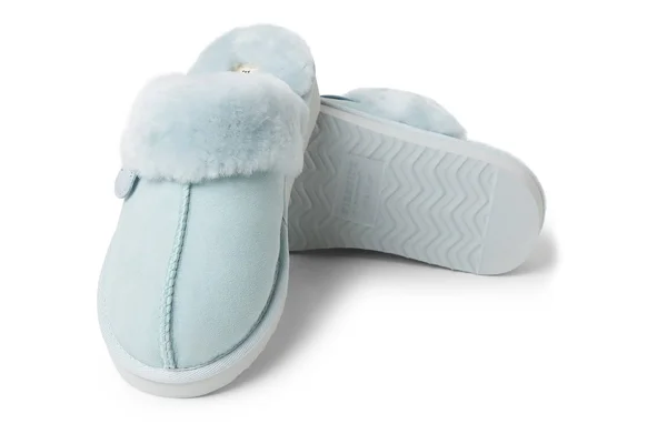 Fireside by Dearfoams Women's Sydney Genuine Shearling SCUFF, Size: 10, Blue