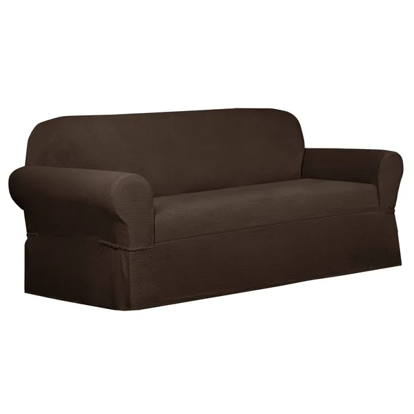 Maytex 4100142 1 Piece Torie Stretch Fabric Loveseat Slipcover Tan