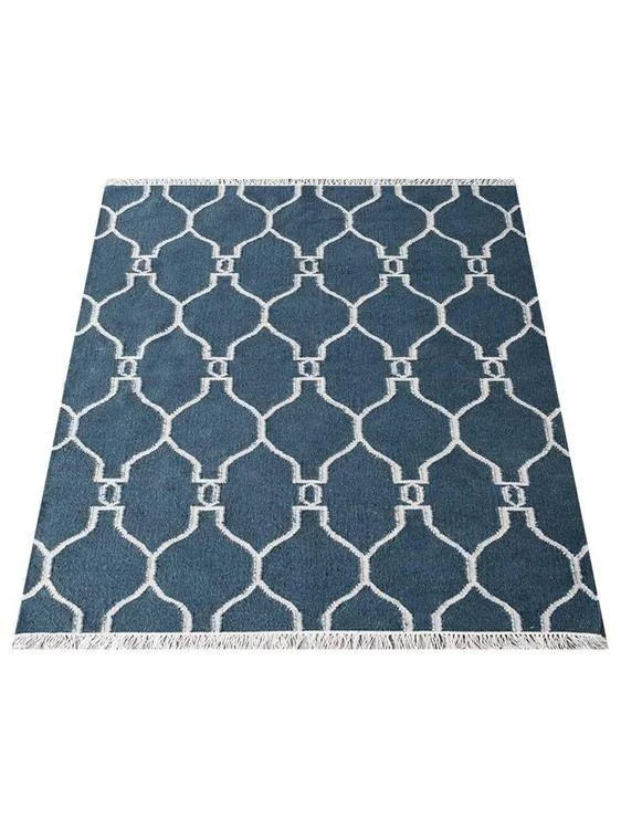 Rugsotic Carpets Hand Woven Flat Weave Kilim Wool 4&x6& Area Rug Contemporary White Brown D00129