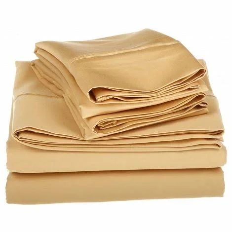 Luxor Treasures Egyptian Cotton Solid Sheet Set - Gold, Queen