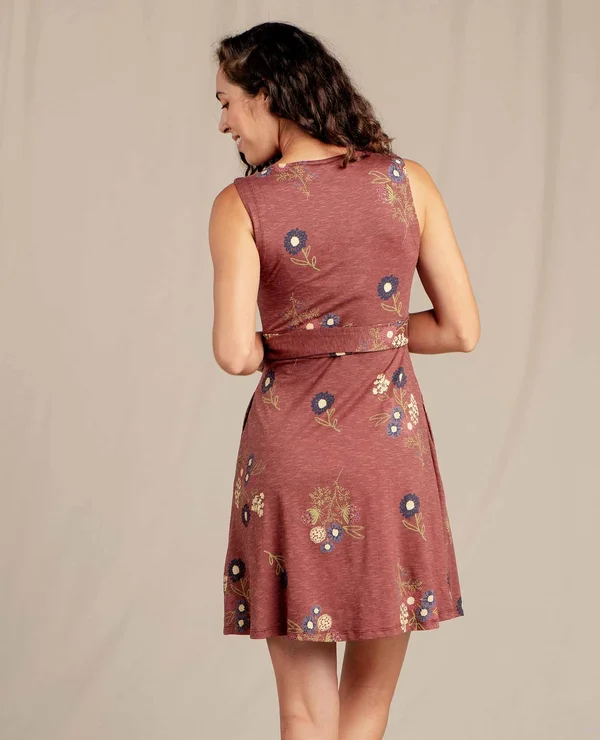 Toad & Co. Women's Cue Sleeveless Dress Henna Floral Print, M