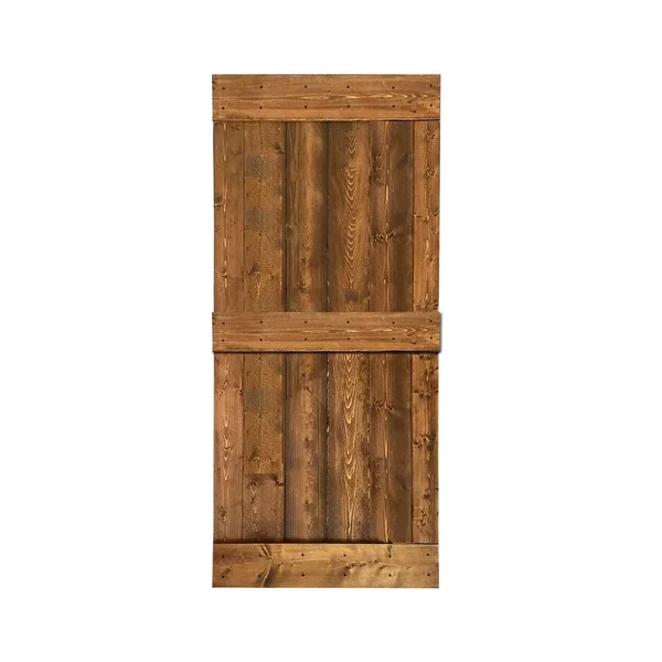 CALHOME Mid-Bar Series Stained Solid Wood Interior Sliding Barn Door - Charcoal Black - 36 x 84
