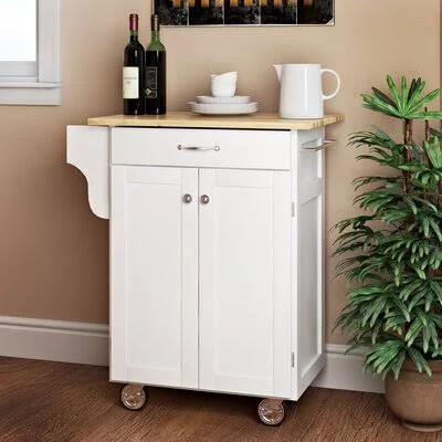 August Grove Savorey Kitchen Cart Base Finish: White