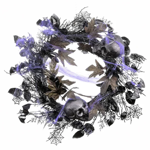 National Tree 24x22 Bats, Skulls and Spiders Halloween Wreath