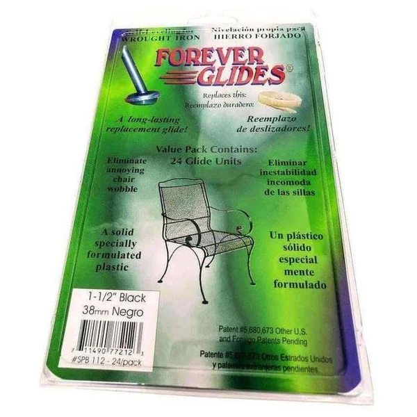 Forever Glides 1-1/2x22 Wrought Iron Patio Furniture Glides, Pewter