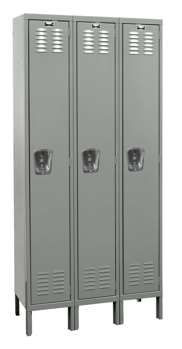 Hallowell Premium 1 Tier 3 Wide School Locker, Size: 78 inch H x 54 inch W x 21 inch D, Gray