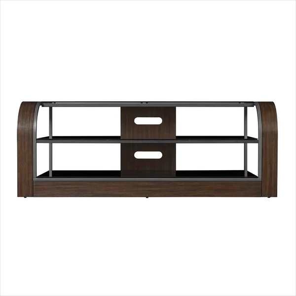 Twin-Star International TC656392H371 65 in. TV Stand with 2 Black Tempered Glass Shelves