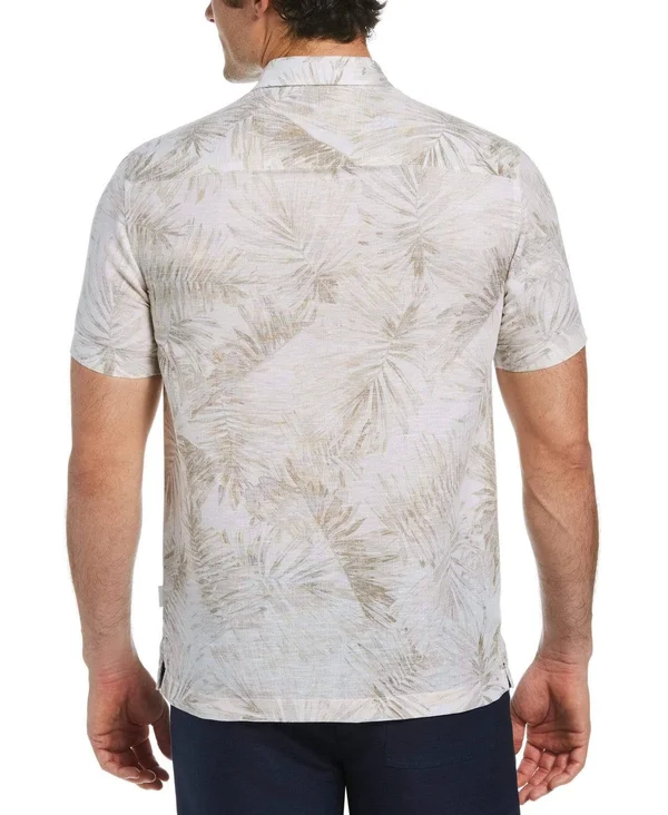 Cubavera Men's Palm Print Shirt - Chinchilla