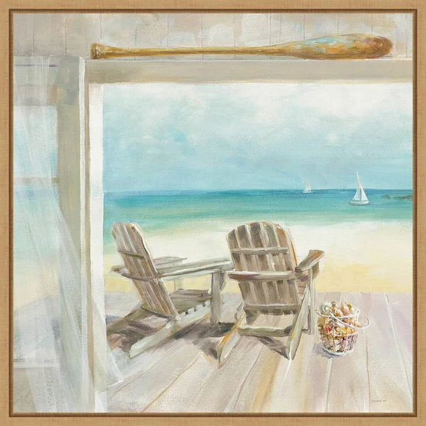 Amanti Art 'Seaside Morning' Framed Canvas Wall Art, Brown, 16x16