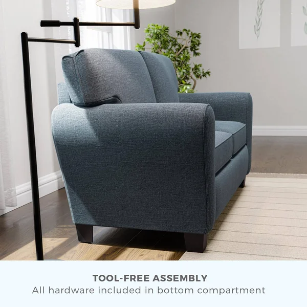 Brookside Abby Rolled Arm Loveseat Navy