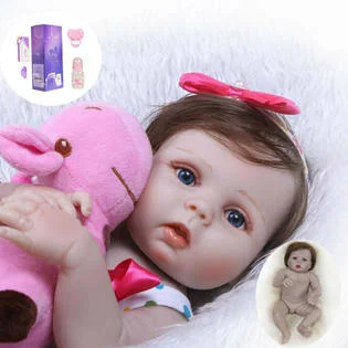 PYD Realistic 22x22 Reborn Baby Dolls Girl Full Body Vinyl Silicone Newborn Doll Bath